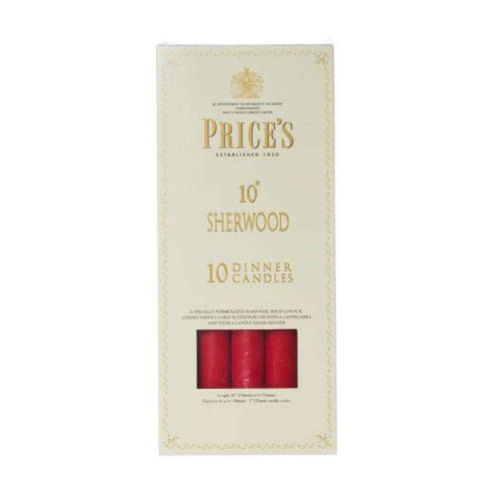 Price's Sherwood Red Dinner Candles 25cm (Box of 10) £26.99